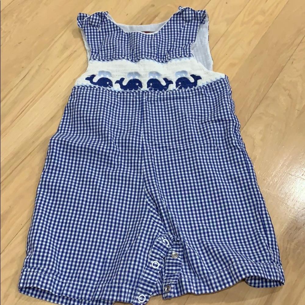 Lil cactus smocked whale shortall size 18m GUC